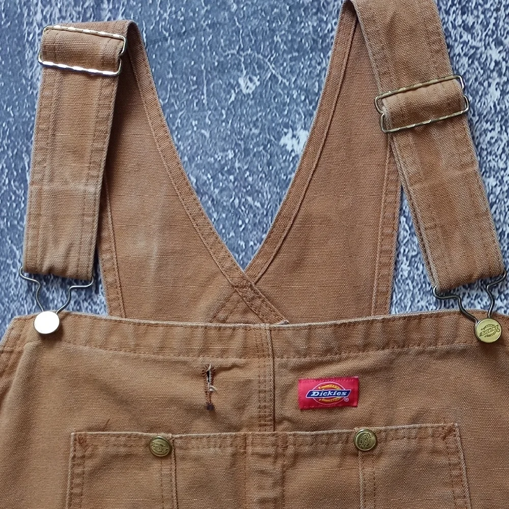 Dickies Brown Denim Overalls WORKWEAR UNISEX WIDE W216490 - Picture 5 of 15